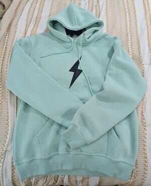 New Bruce Bolt Mens Pullover Hoodie Mint Green Embroidered Sweatshirt Size M